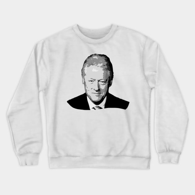 Bill Clinton Gryscale Pop Art Crewneck Sweatshirt by Nerd_art